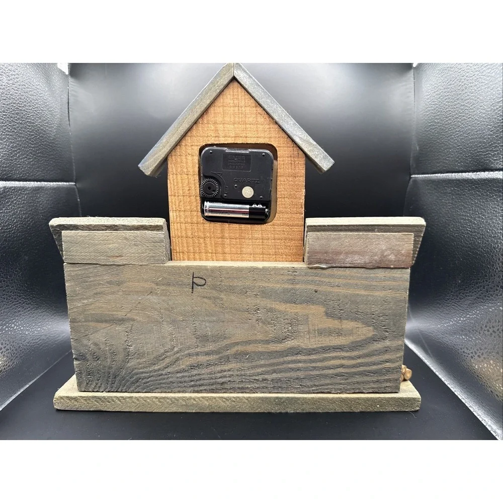 VTG Small Town Store Mantel Wood Decorative with Clock Handmade Cottage Core